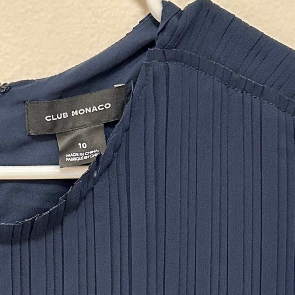 Club Monaco Pleated High‎ Low Dress Navy Blue, Size 10 - Picture 7 of 11